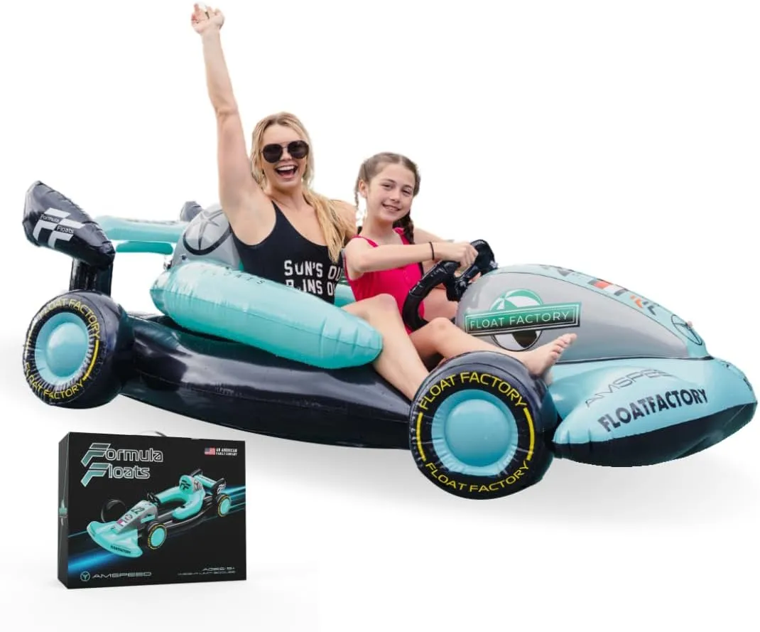 | Formula Float | Race Car Winter Sled & Pool Float for Adults, Kids & Family | Giant Inflatable Toy Floatie | Summer & Winter Accessory | Durable & Heavy Duty Lounger