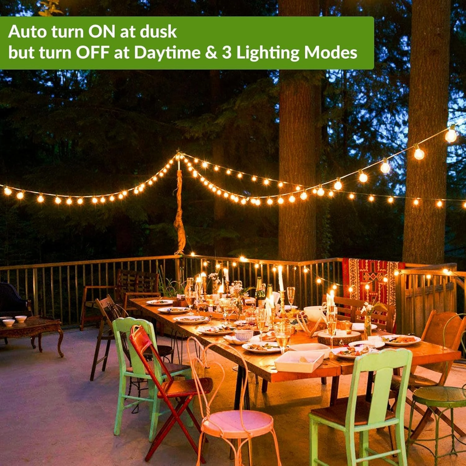 100FT G40 Solar String Lights, Globe Outdoor String Lights with 36 LED Shatterproof Bulbs, 2700K Shatterproof Patio Lights, Solar Powered Hanging Lights