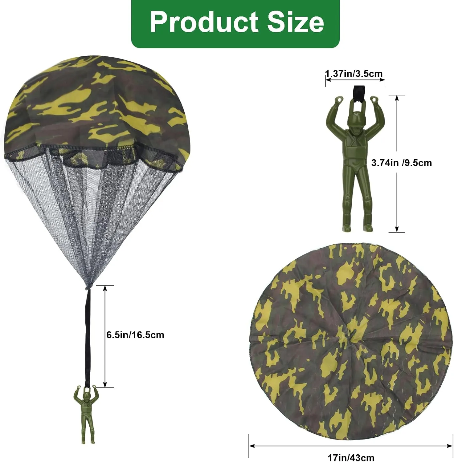 12 Pcs Parachute Toy, Camo Parachute Men Tangle Free Throwing Outdoor Flying Paratrooper Toy No Battery nor Assembly Required