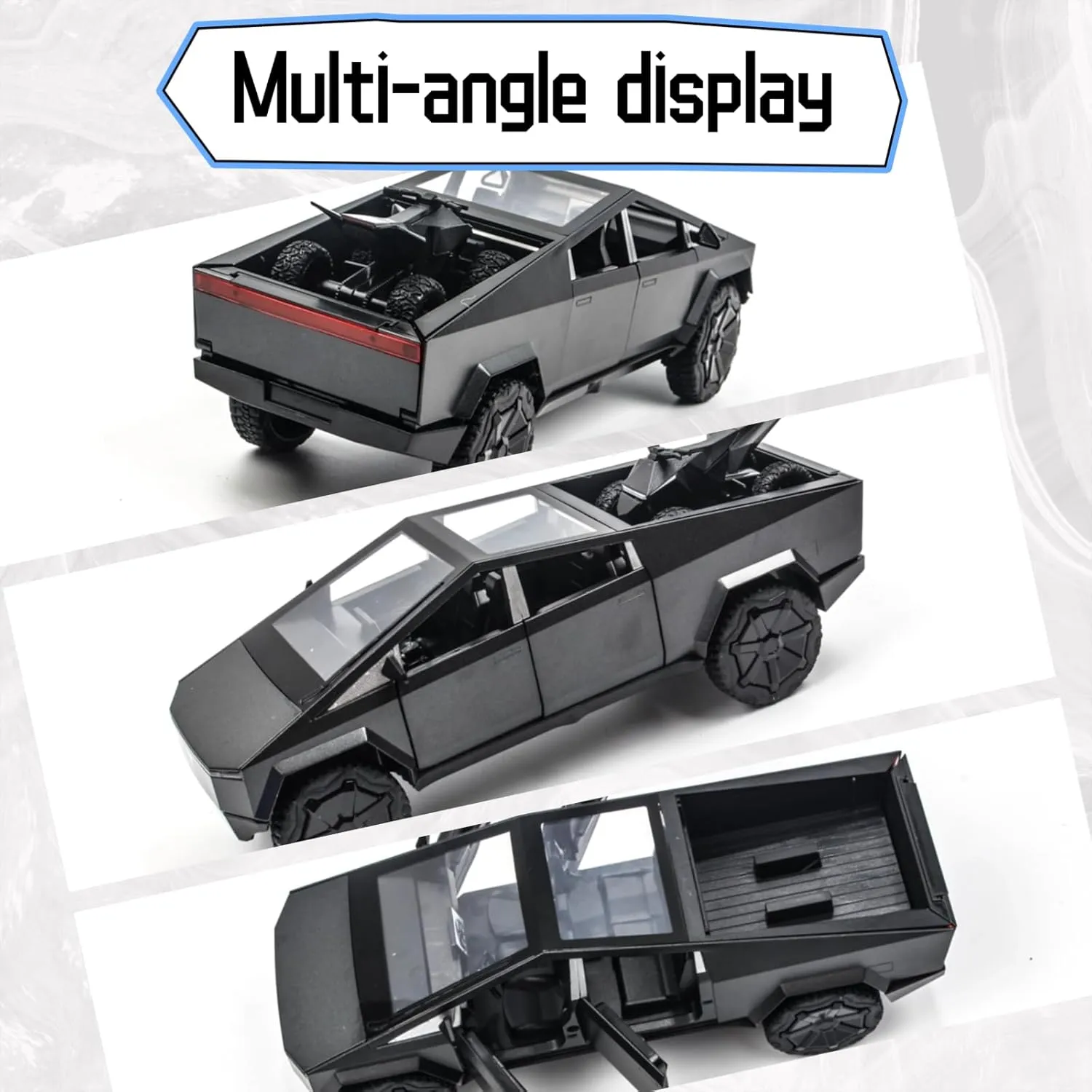 1/24 Alloy Pickup Truck Die-Cast Model Toy Car - Open Doors, Sound and Light, Pull-Back Action with Off-Road Motorcycle, Collectible Metal Vehicle for Kids & Adult(Black)