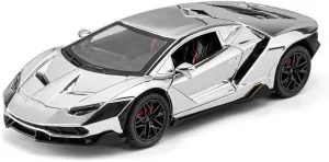 1/24 Lamborghini 770 Model Car, Sound and Light Toy Car with Pullback Function, Collectible Alloy Model, Gift for Children Silver