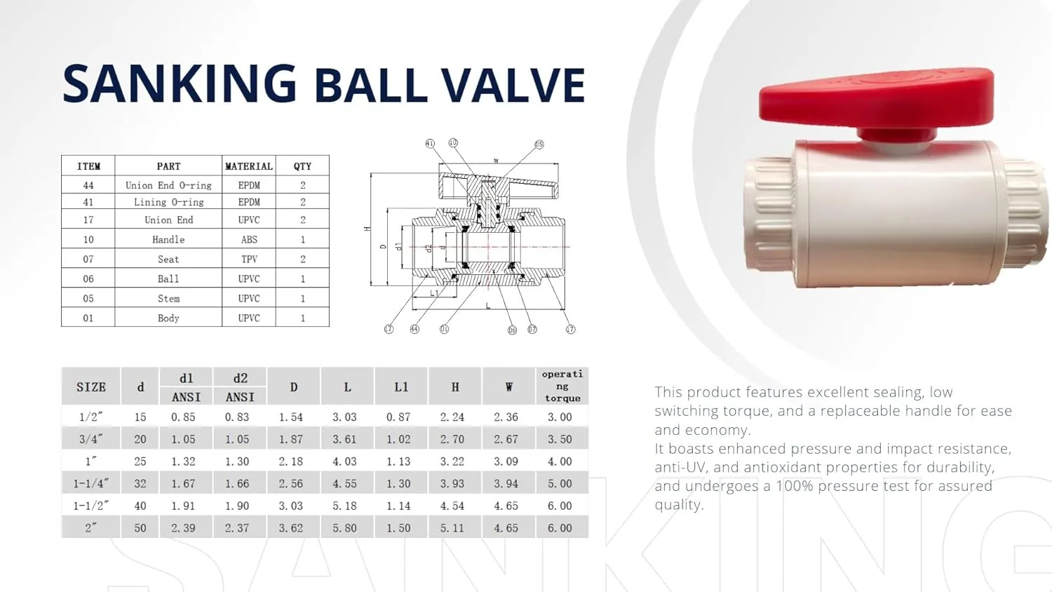1/2" PVC Ball Valve - Reliable Cold Water Shut-off Valve. Heavy-Duty, Frost & Corrosion-Resistant. Ideal for Sprinkler Irrigation, Agriculture,Pool pump. Complies with ASTM Standards. 6PCS