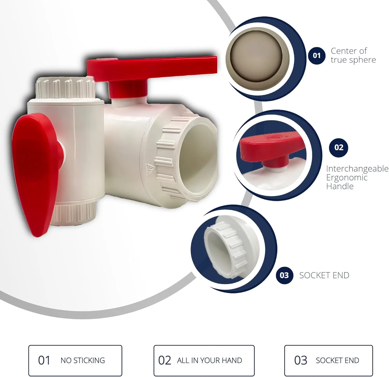1/2" PVC Ball Valve - Reliable Cold Water Shut-off Valve. Heavy-Duty, Frost & Corrosion-Resistant. Ideal for Sprinkler Irrigation, Agriculture,Pool pump. Complies with ASTM Standards. 6PCS