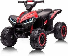 12V Kids Ride On ATV, 4 Wheeler Electric Vehicle for Kids 3-8 Toddler Battery Powered Toy Car for Boys Girls with Remote Control, LED Lights, Soft Start, Treaded Tires, Music, Red