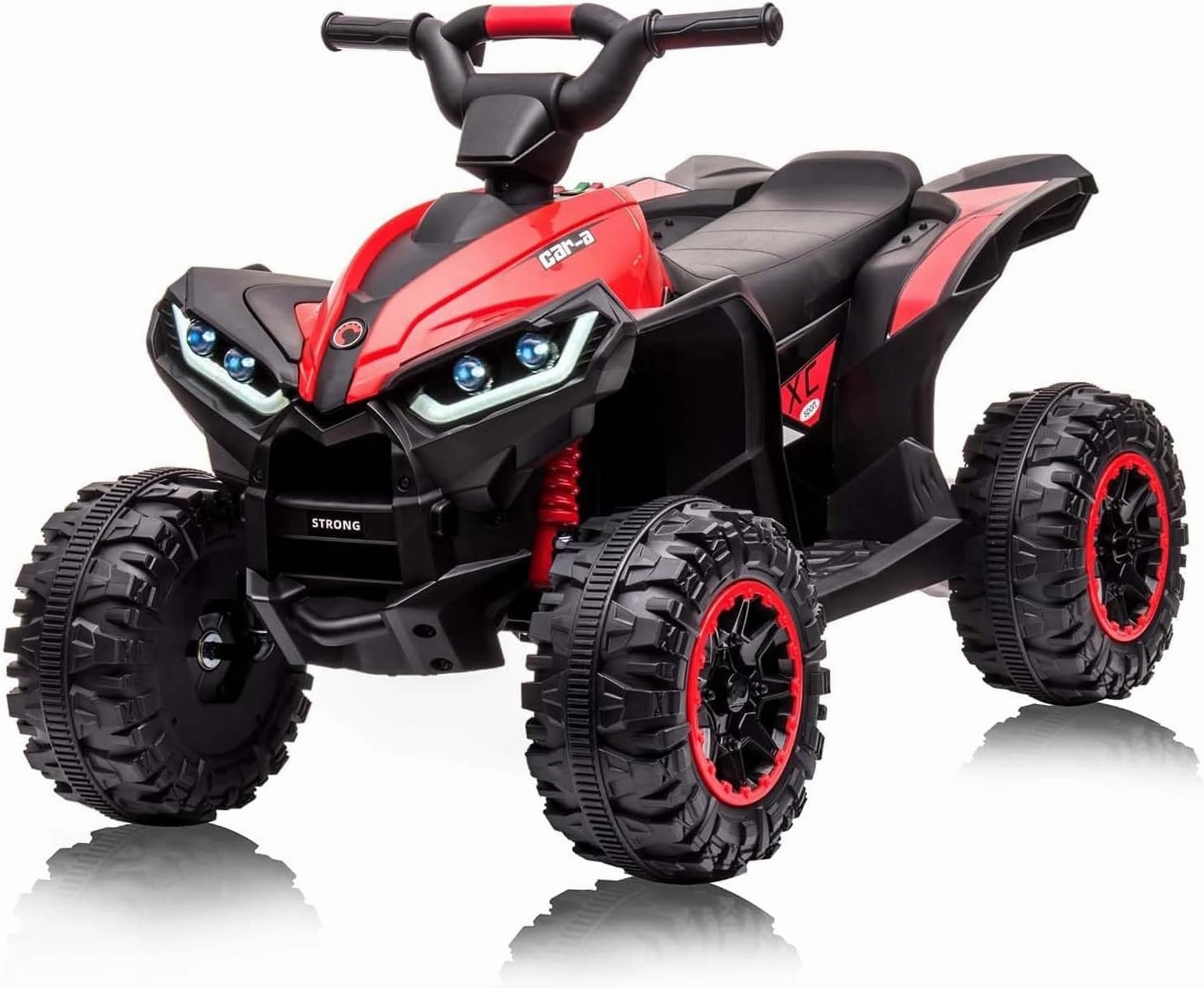 12V Kids Ride On ATV, 4 Wheeler Electric Vehicle for Kids 3-8 Toddler Battery Powered Toy Car for Boys Girls with Remote Control, LED Lights, Soft Start, Treaded Tires, Music, Red