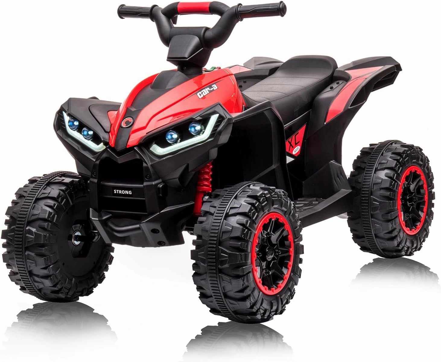 12V Kids Ride On ATV, 4 Wheeler Electric Vehicle for Toddlers, Battery Powered Motorized Quad Toy Car for Boys Girls with LED Lights, Music, High Low Speed, USB, Soft Start, Treaded Tires, Red
