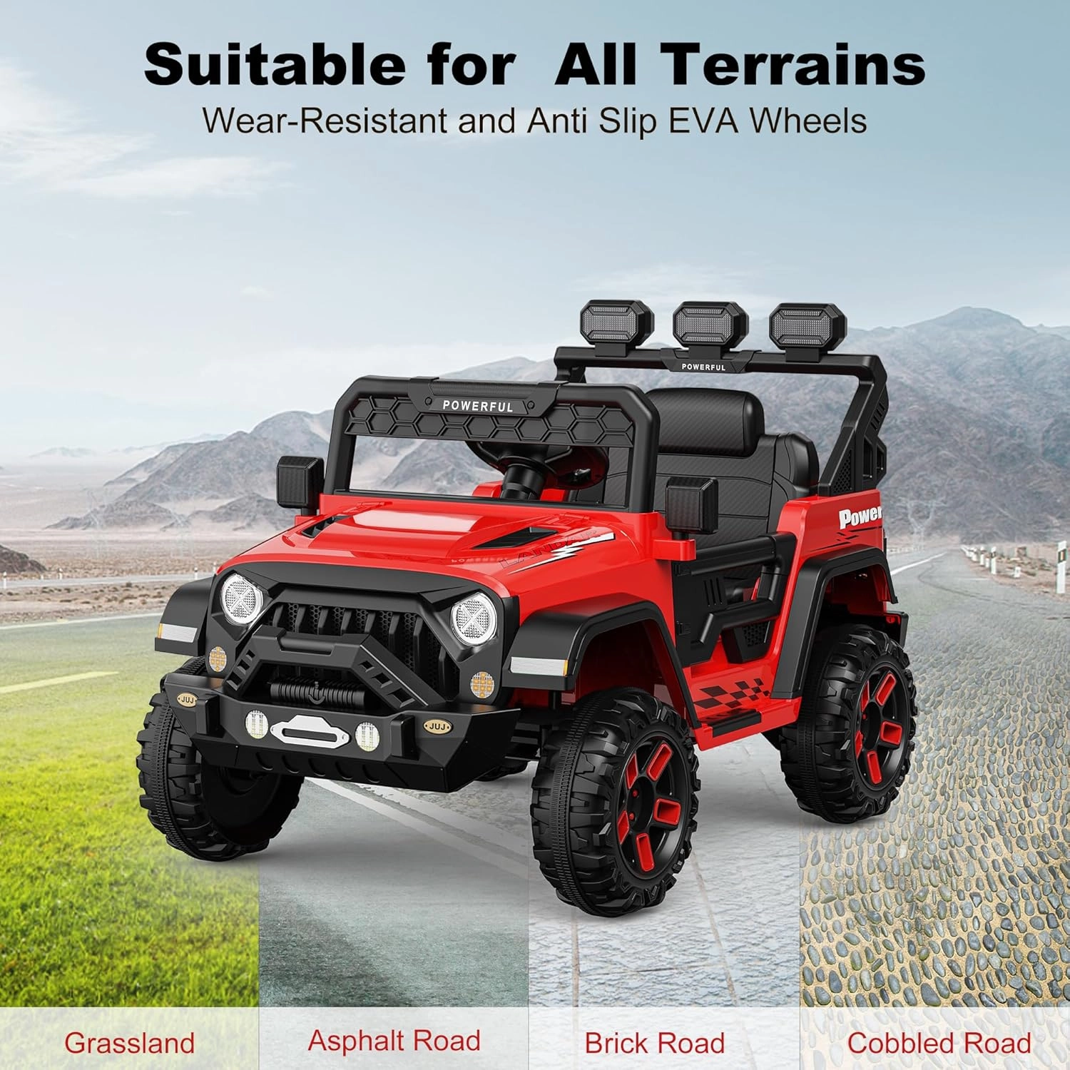 12V Kids Ride On Truck Car with Parent Remote Control, Kids Electric Vehicles Battery Powered Toy Car for Kids, Kids Cars to Drive Powerwheel for Toddler, LED, Bluetooth, 3 Speeds, Red