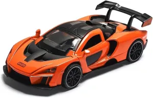 1/32 Alloy Zinc Alloy Simulation Casting Pull Back Vehicles DieCast Toy 1:32 Scale Mini Supercar Toys with Lights and Music for Toddlers Kids Children Boy Girl Gift - Light Orange