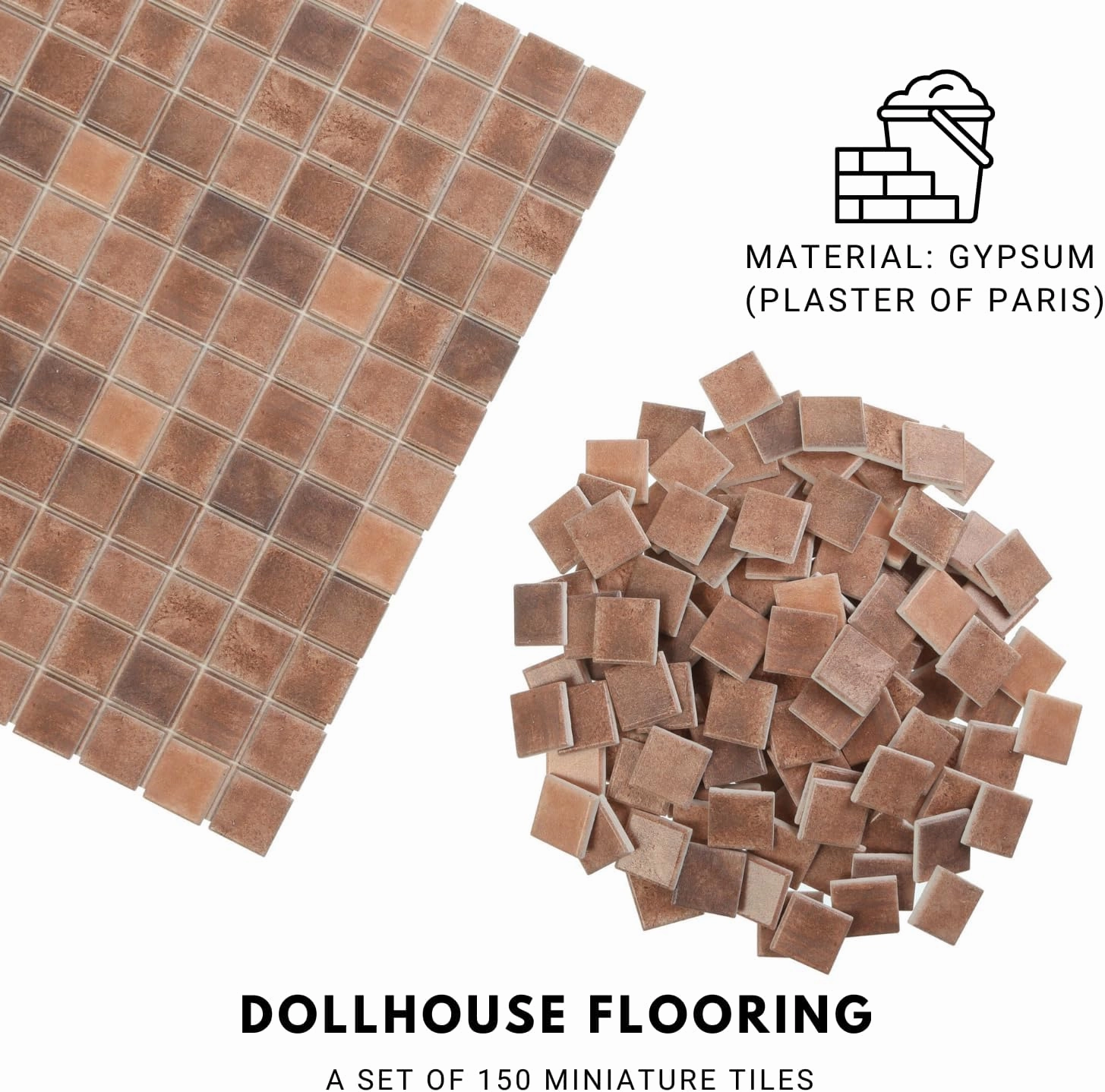 150 pcs, Dollhouse Flooring, 1:12 Scale Doll House Tiles, Miniature Checkerboard Floor, REDUCIO! (Aged Terracotta)