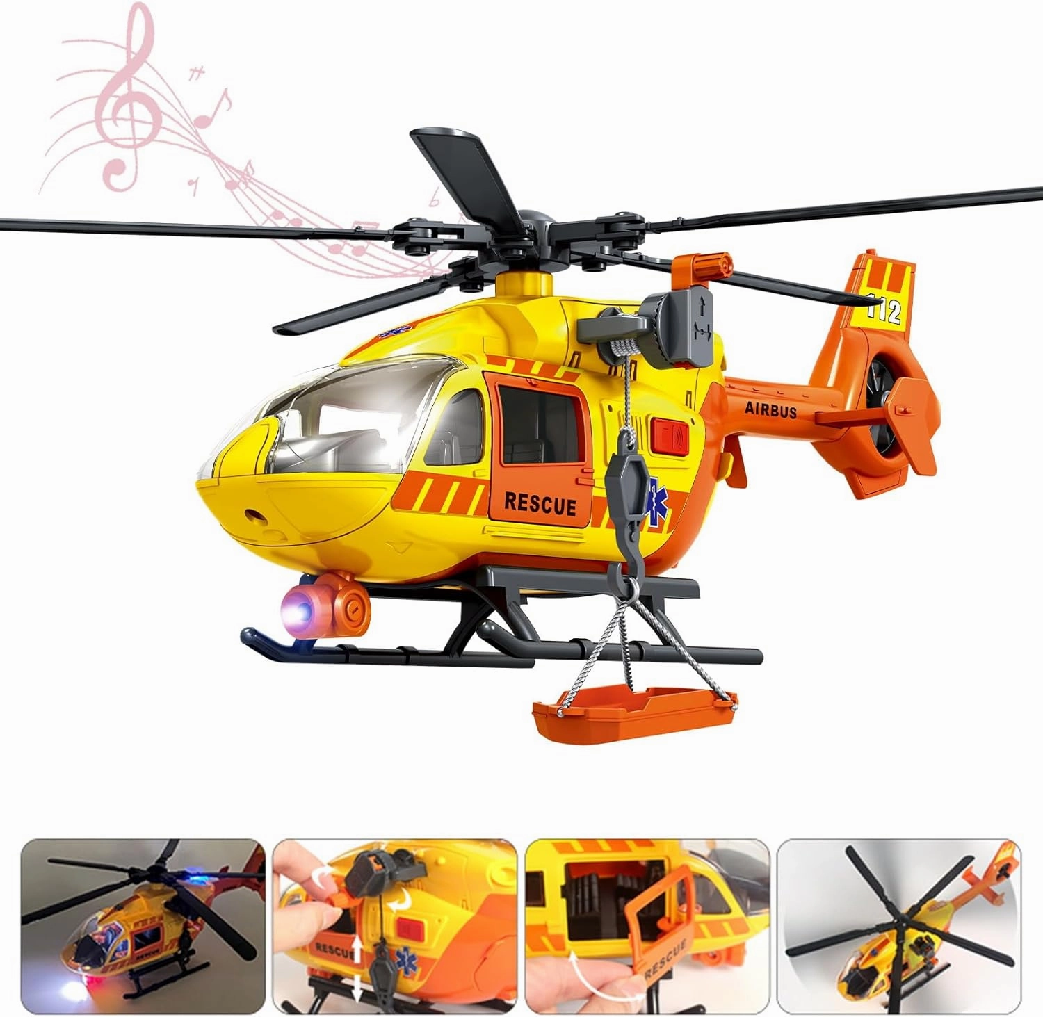 15" Rescue Helicopter Toy Light and Sound Rescue Vehicles Toys for Kids Aged 3 Toddler Kids Boys Gifts