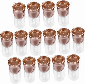 15Pcs DIY Lip Gloss Containers with Rose Design Travel Friendly Empty Tubes for Portable Lip Oil Bottles Creative Makeup Accessories