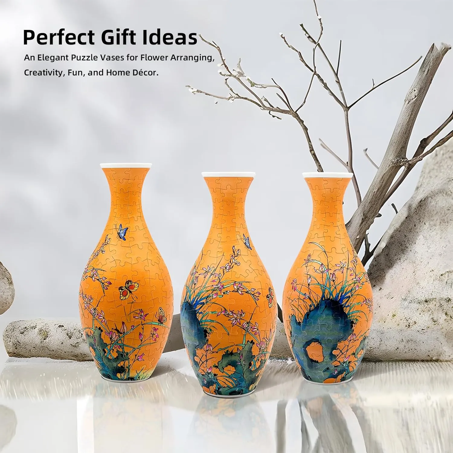 160-Piece 3D Puzzle Vase, Modern Flower Vase for Adults, DIY Vase Kit for Unique Home & Office Decor, Creative Gift for Mom, Women & Men, 4D Jigsaw Craft for Arts