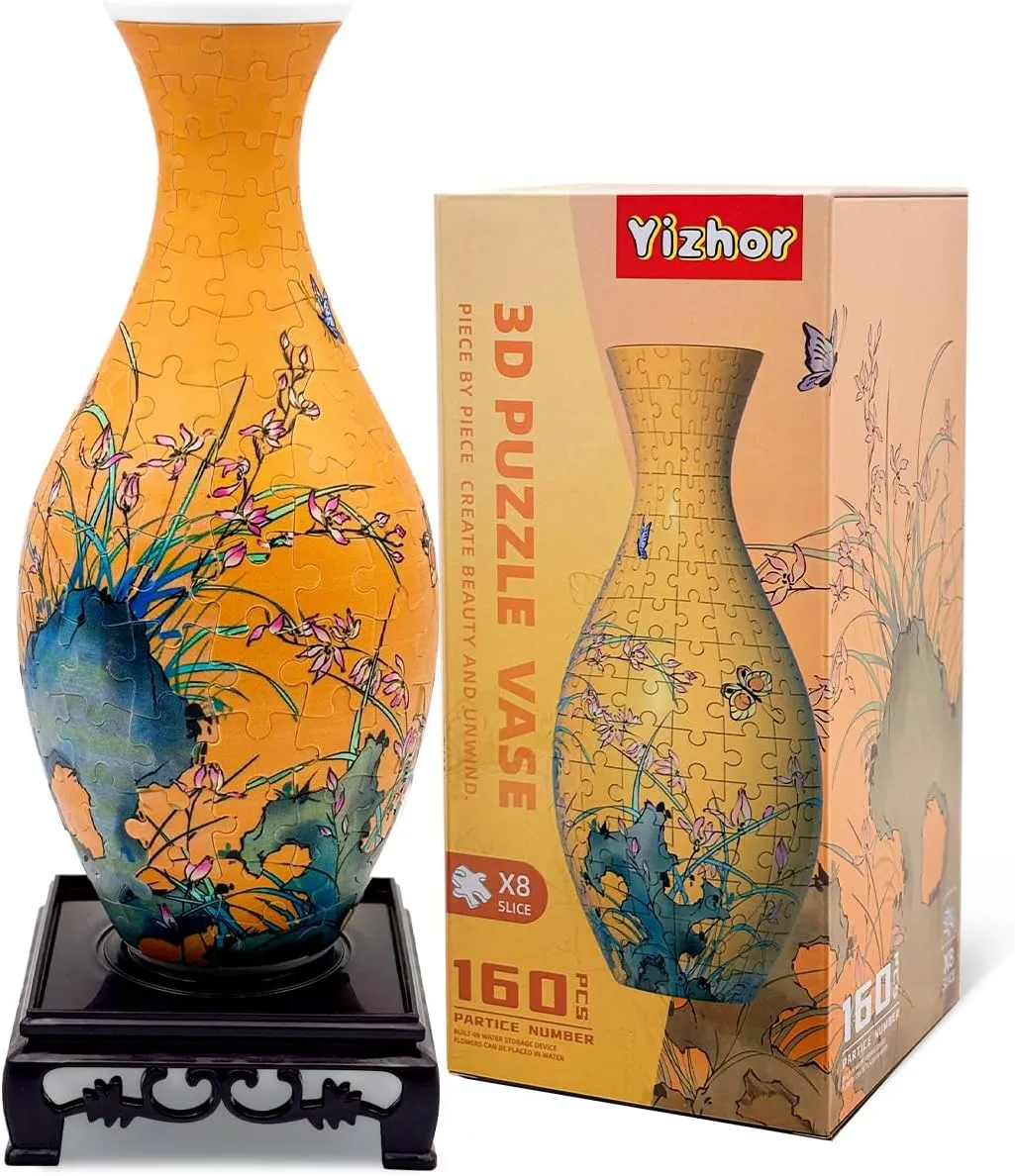 160-Piece 3D Puzzle Vase, Modern Flower Vase for Adults, DIY Vase Kit for Unique Home & Office Decor, Creative Gift for Mom, Women & Men, 4D Jigsaw Craft for Arts
