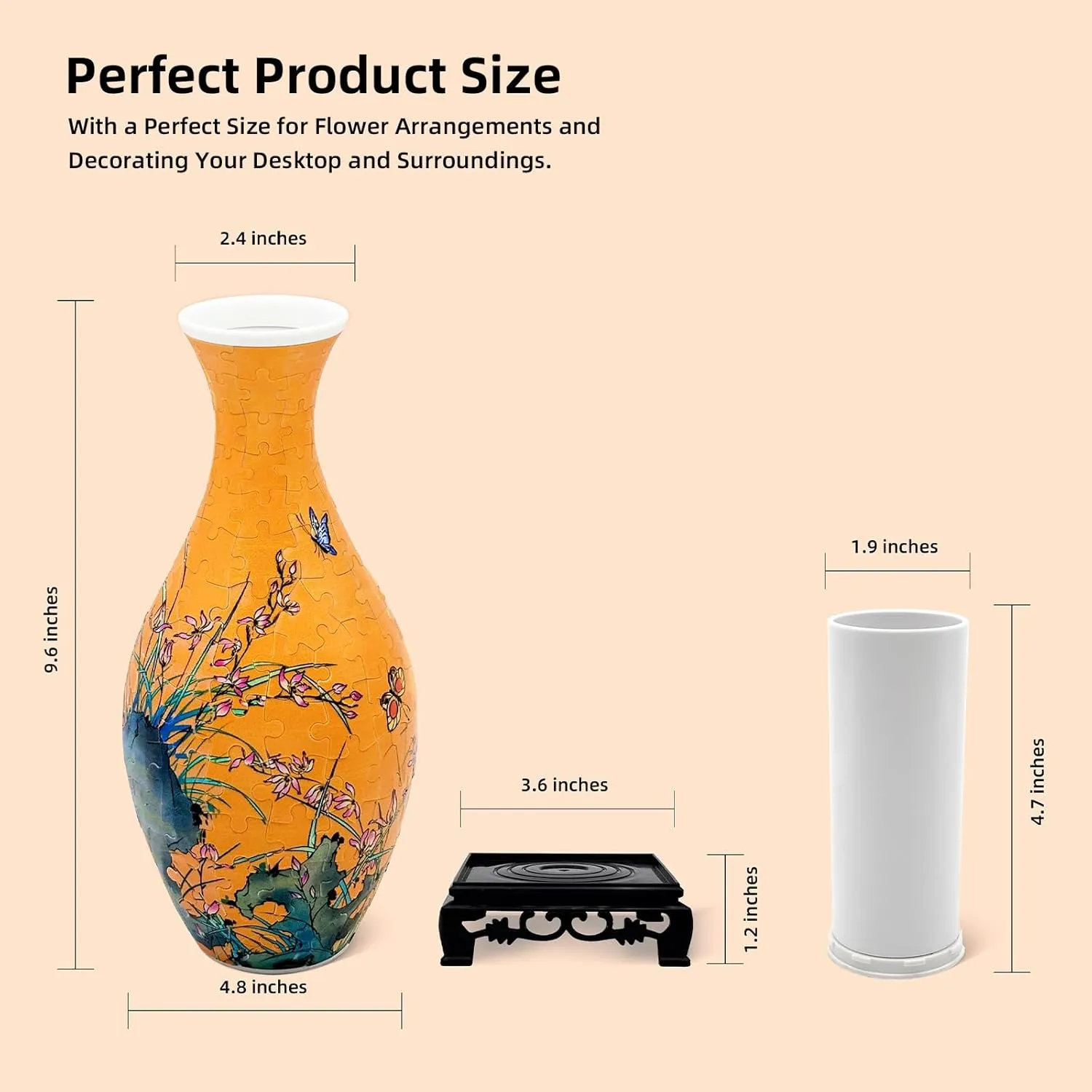 160-Piece 3D Puzzle Vase, Modern Flower Vase for Adults, DIY Vase Kit for Unique Home & Office Decor, Creative Gift for Mom, Women & Men, 4D Jigsaw Craft for Arts