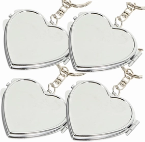16 Pcs Keychain Makeup Mirror Heart Shaped Mirror Keychain Heart Mirror Keychain Mini Pocket Mirror Tote Purse Travel Accesories Mirror Keyring Decor Blank Aluminum Mirror Decorate