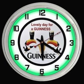 16" Guinness Beer Sign Green Neon Clock