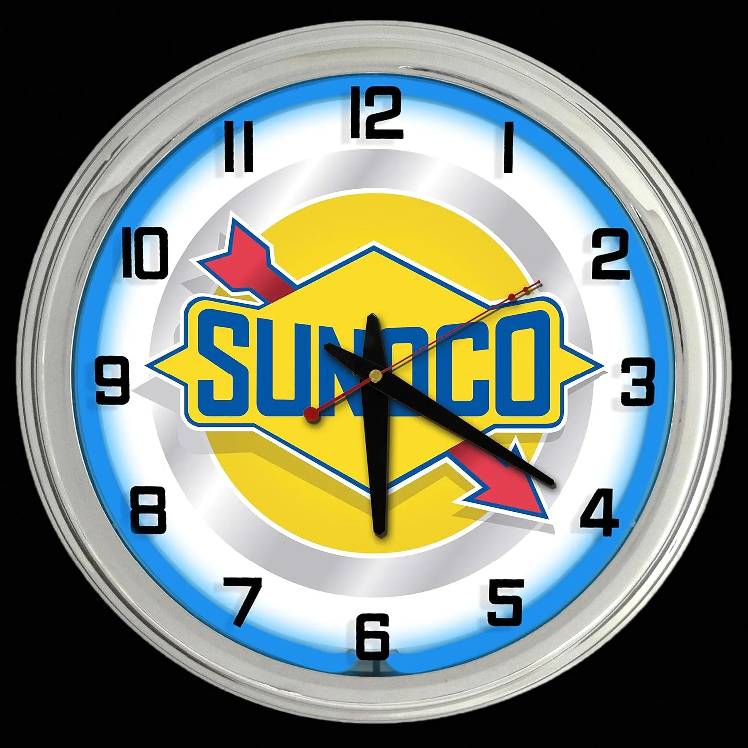16" Sunoco Vintage Logo Sign Blue Neon Clock