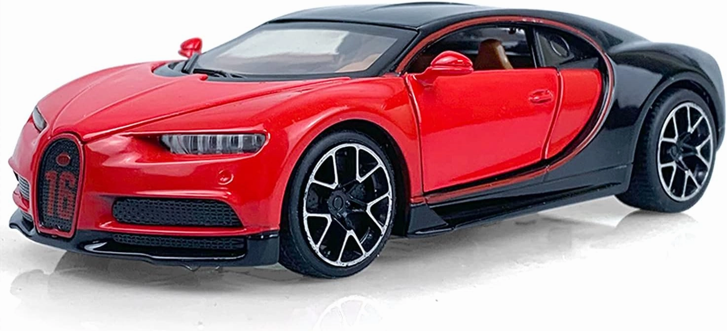 1:32 Bugatti Chiron zinc Alloy Pull Back Car Diecast Electronic Toys with Lights and Music,Decorative,Mini Vehicles Toys for Kids,Boyfriend,Young Peoples Gift（red）