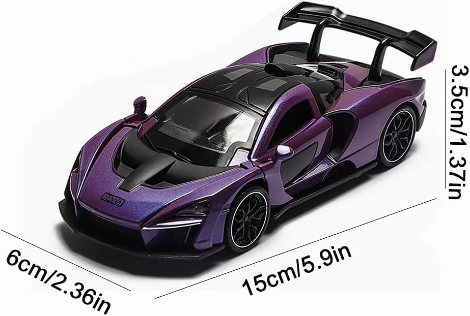 1:32 Scale McLaren Senna Pull Back Toy Car with Lights and Music - For Kids