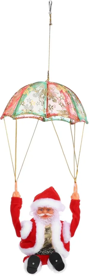 1pc Adorable Santa Claus Electric Toy Musical Parachute Plaything for Boys and Girls Christmas Parties Fun Desktop Decoration Engaging Holiday Atmosphere Prop