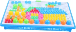 1Set Mushroom Nail Jigsaw Puzzle Educational Pegboard for Includes Colors Develops Hand Eye Coordination Creative Thinking