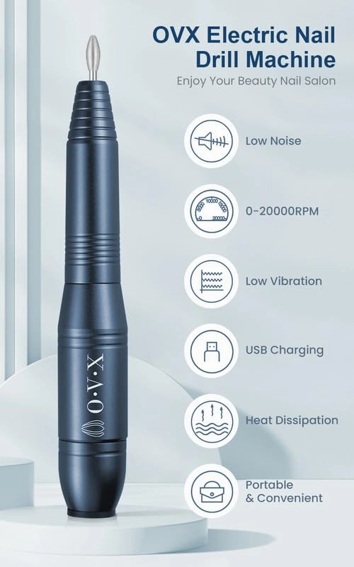 20000RPM USB Portable Nail Drill Electric Nail File Set Professional Manicure Pedicure Polishing Shape Tools with Sanding Bands Nail Drill Bits and Cleaning Brush for Acrylic Gel Nails(Charcoal Gray)