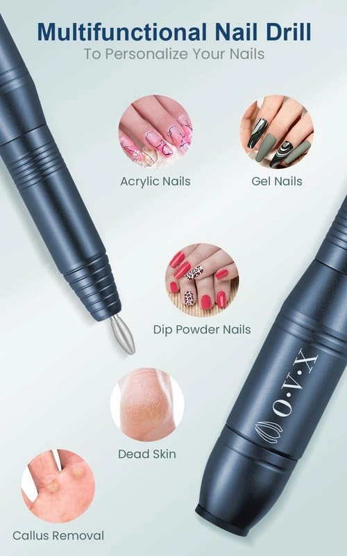 20000RPM USB Portable Nail Drill Electric Nail File Set Professional Manicure Pedicure Polishing Shape Tools with Sanding Bands Nail Drill Bits and Cleaning Brush for Acrylic Gel Nails(Charcoal Gray)