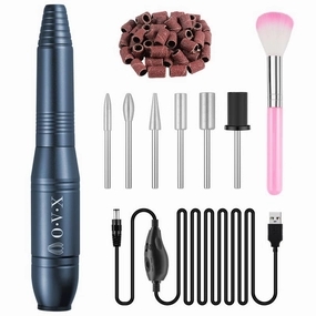 20000RPM USB Portable Nail Drill Electric Nail File Set Professional Manicure Pedicure Polishing Shape Tools with Sanding Bands Nail Drill Bits and Cleaning Brush for Acrylic Gel Nails(Charcoal Gray)