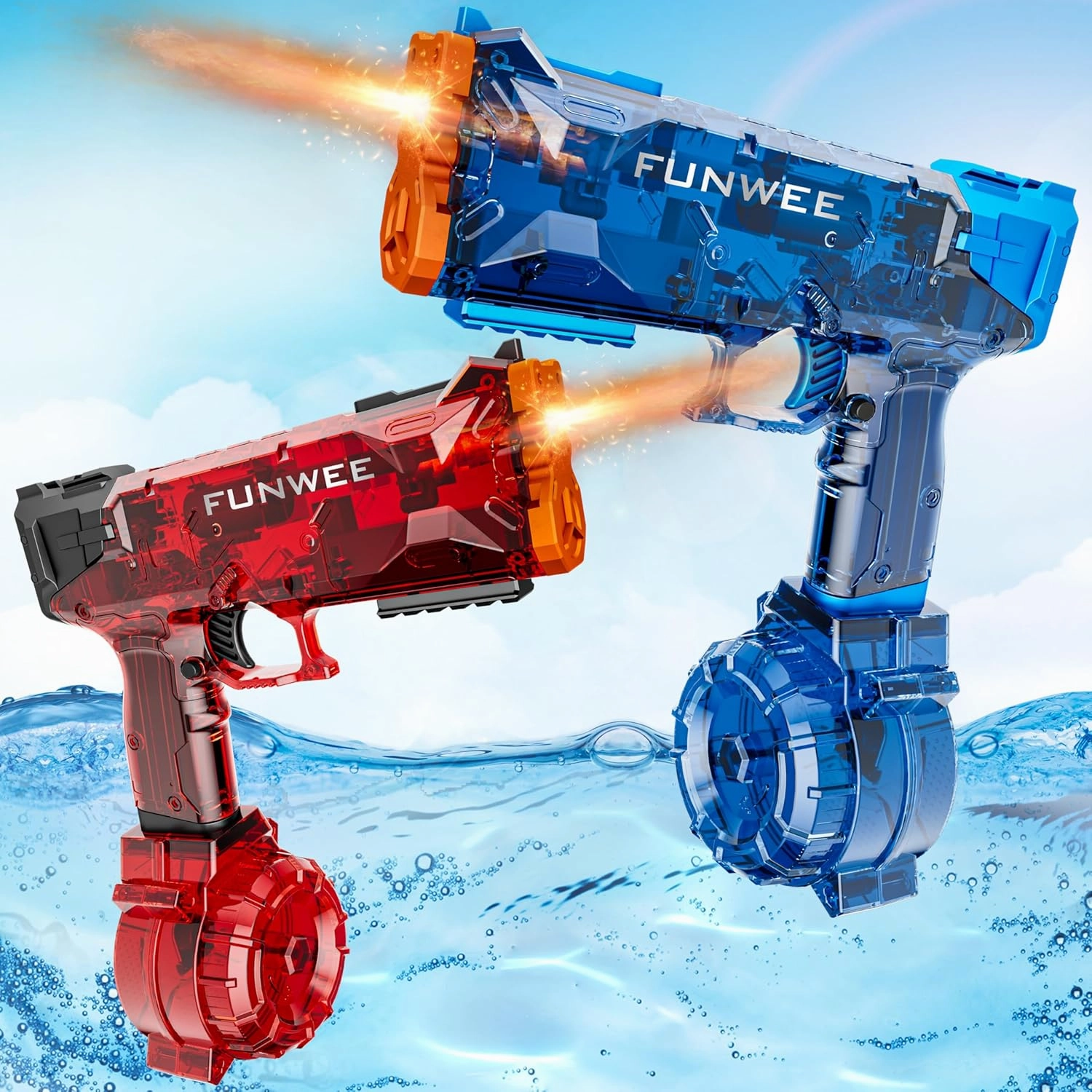 2025 New Upgrade 2 Pack Electric Water Guns, Light Up Full Automatic Squirt Gun High Capacity 500  Water Blasts, Long Range Water Blaster Soaker, Outdoor Pool Auto Water Toy for Adult Kid