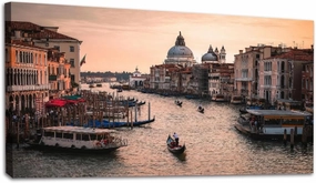 20"x 40" Large Wall Art Scenic grand canal venice gondolas italian waterway traditional boats Painting Picture Print on Canvas Wall Art for Living Room Bedroom Modern Home Wall Decor Framed Artwork