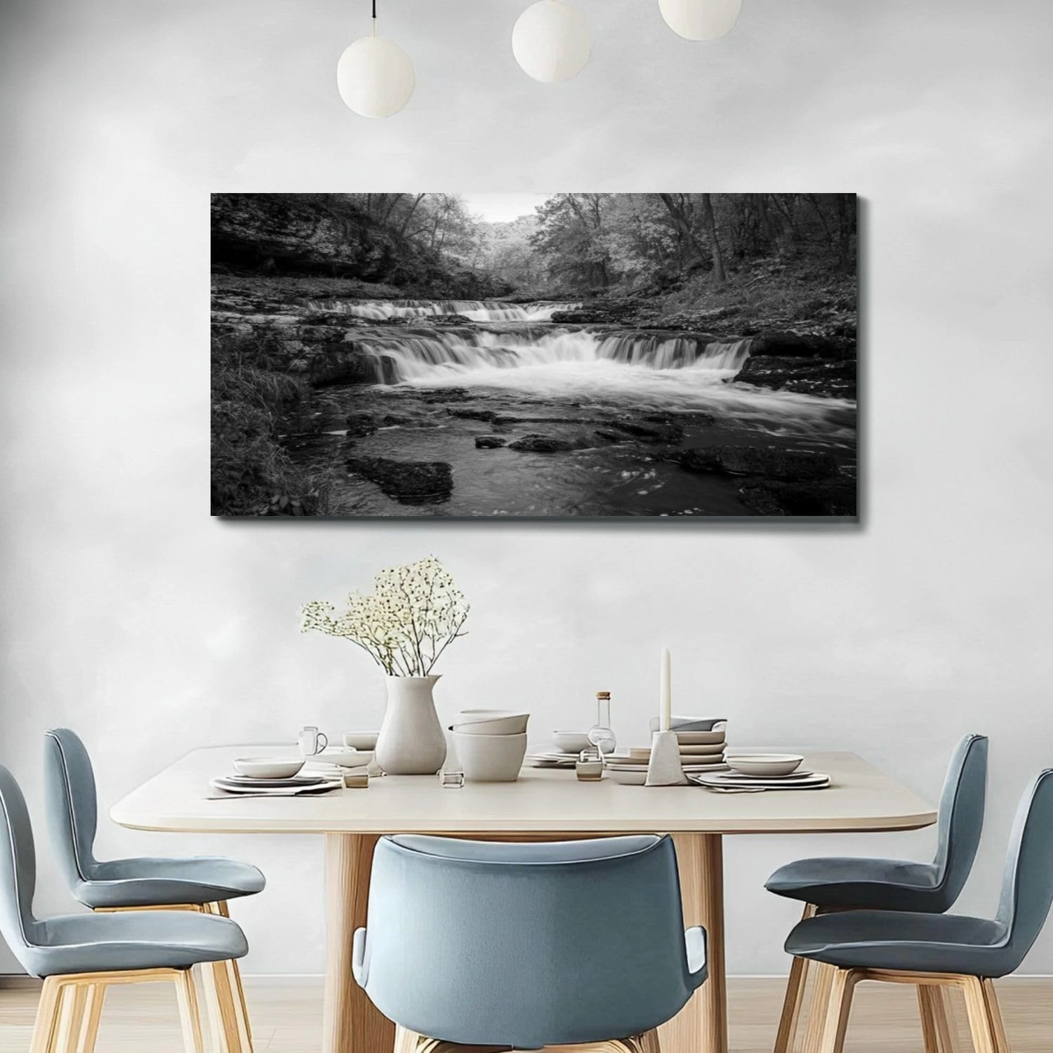 20"x 40" Large Wall Art Waterfall Willow River State Park Hudson Wisconsin fall Painting Picture Print on Canvas Wall Art for Living Room Bedroom Modern Home Wall Decor Framed Artwork