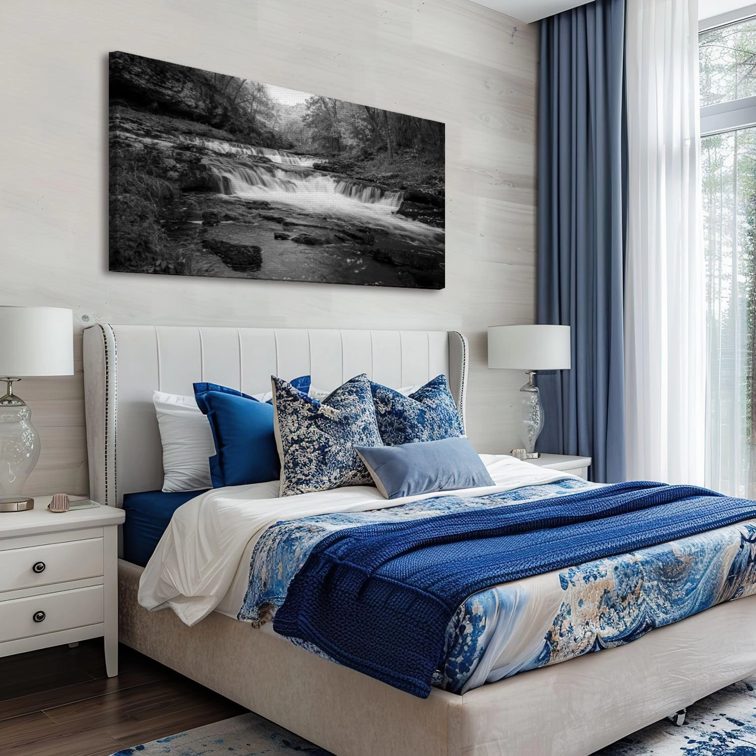 20"x 40" Large Wall Art Waterfall Willow River State Park Hudson Wisconsin fall Painting Picture Print on Canvas Wall Art for Living Room Bedroom Modern Home Wall Decor Framed Artwork