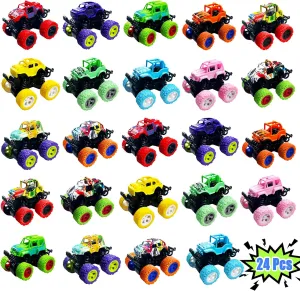 24 Pack Mini Monster Trucks Toys for Girls Boys Pull Back Truck Push and Go Friction Powered Car Toys Monster Truck Party Favors Birthday Decorations Classroom Prizes for Kids