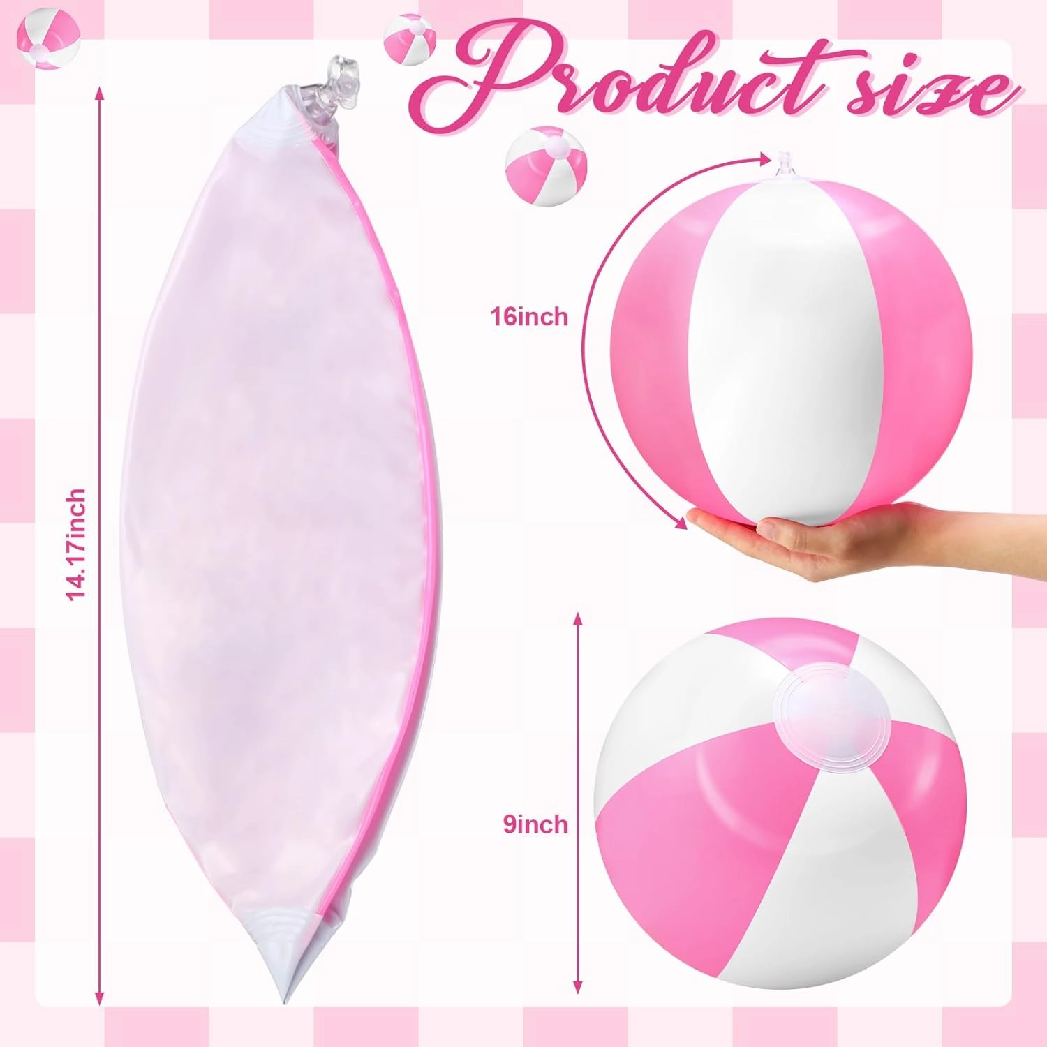 24 Pieces Pink and White Inflatable Beach Ball Round Pool PVC Balls Bulk Pool Party Favors Blow up Game Summer Toys for Swimming Hawaiian Tropical Theme Party Supplies