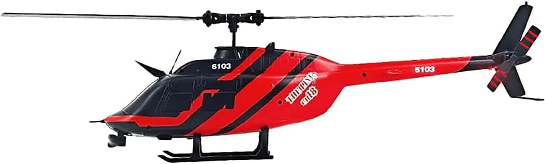 2.4G 1/33 C138 Bell 206 RC Helicopter for Adult, 6CH 6-Axis Gyro Single-Propeller Flybarless Flying Aircraft, Optical Flow Positioning/One-Key Take Off/Landing - 2PCS Battery