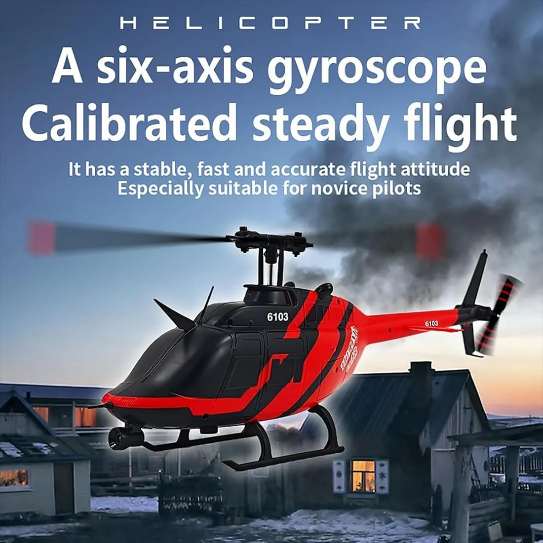 2.4G 1/33 C138 Bell 206 RC Helicopter for Adult, 6CH 6-Axis Gyro Single-Propeller Flybarless Flying Aircraft, Optical Flow Positioning/One-Key Take Off/Landing - 2PCS Battery