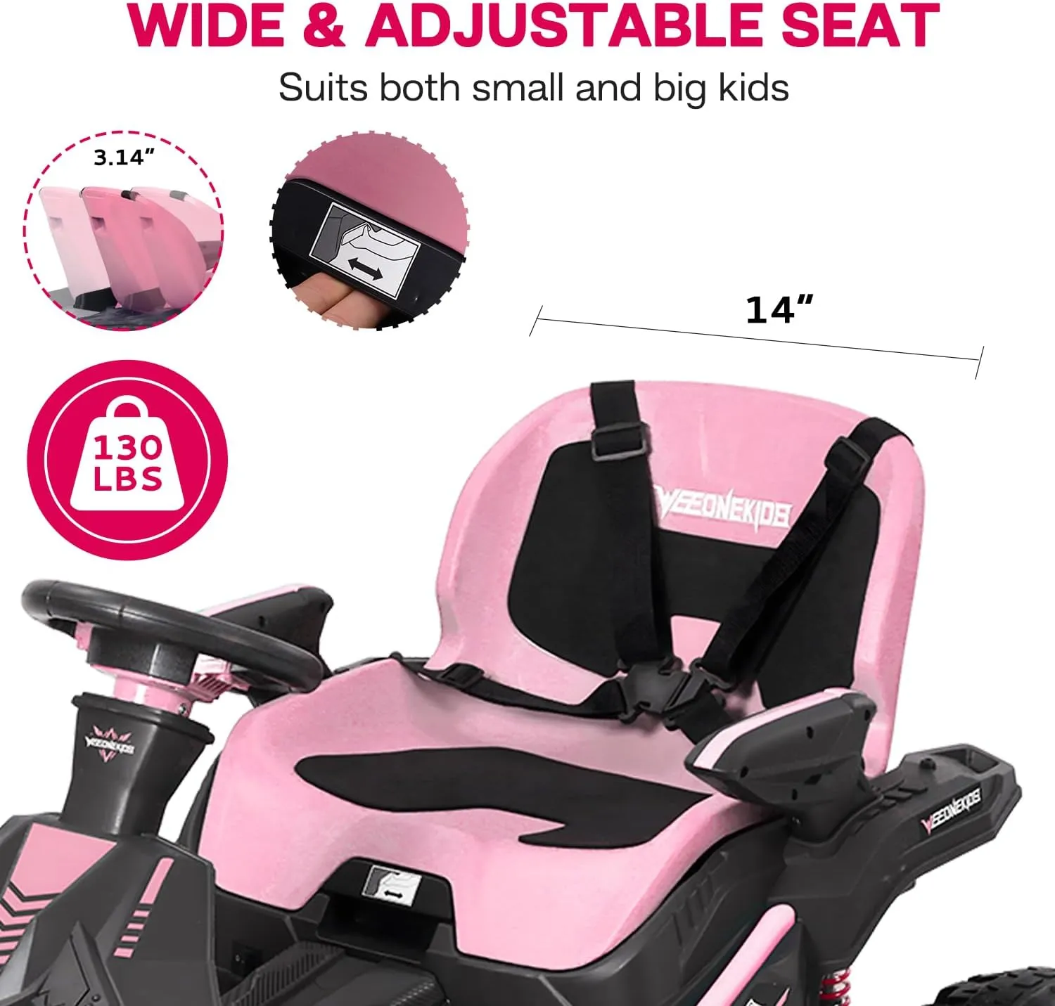 24V Ride on Toy for Big Kids, Kids' Electric Vehicles Outdoor Race Toy with 4 Strong Motors Total 300W Bluetooth Speaker and 24V 7AH Big Battery, Adjustable Seat, Electric Cars for Children 3-12
