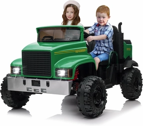 24V Ride On Car with Remote Control, Electric Utv Electric Car for Kids with Dump Bed, 24V Kids Electric Car, 4WD Power 4x200W Motors, 4xSpring Suspension, 3 Speeds, 2 Seater, Green