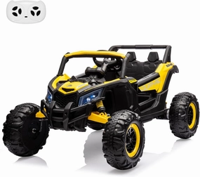 24V Ride On UTV Car, Battery Powered Electric Vehicles, Kids UTV with Remote Control, Spring Suspension,200W Motor, Metal Frame, USB, Music, LED Lights, Ride On Toy for Kids