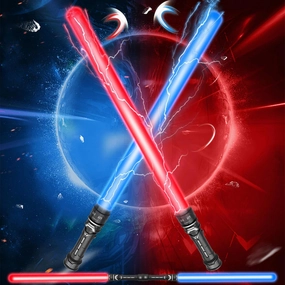 2-in-1 Light Up Sword for Kid with FX Sound (Motion Sensitive) and Realistic Handle,7 Colors Extendable Light Sword Toy Set for Halloween Dress Up Parties,Xmas Present,Galaxy War Fighters and Warriors