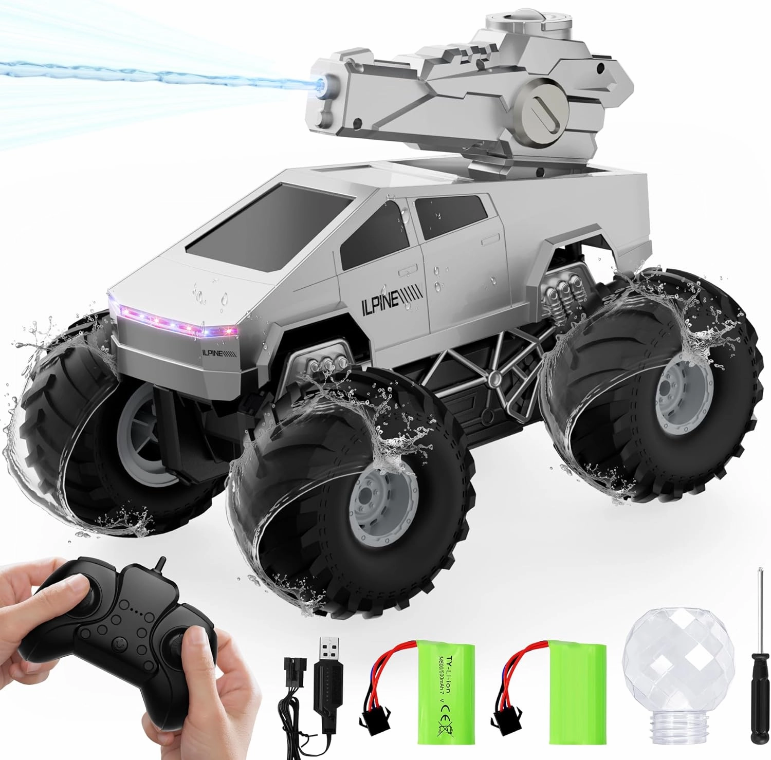 2-in-1 Trucks Toy-1/16 Remote Control Monster Trucks Toy, Amphibious 4WD All Terrain Off-Road Waterproof Pickup, 2.4GHZ Vehicles,RC Cars for Boys Age 6 7 8 9 10-12 