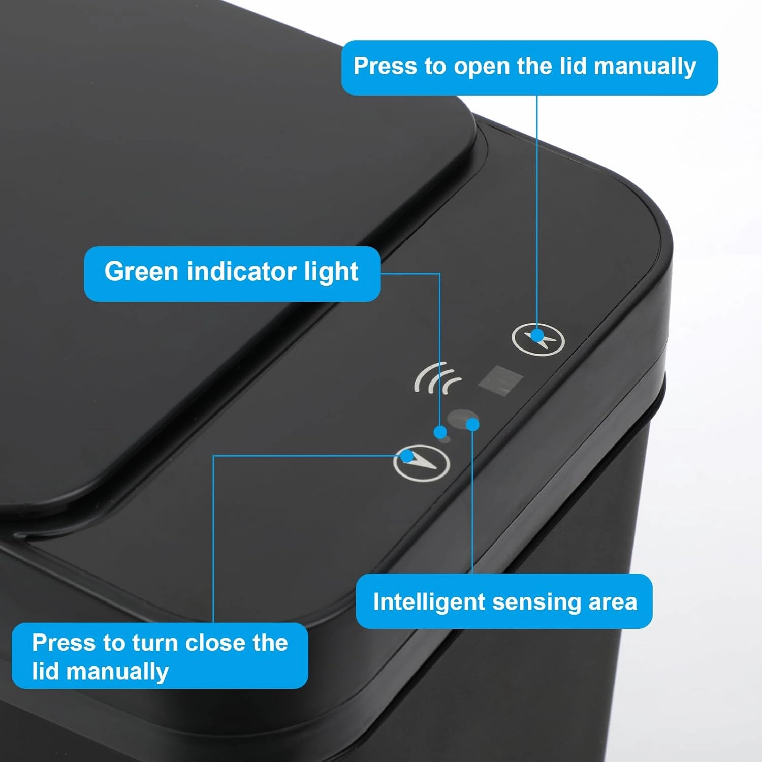 2 Pack Bathroom Trash can,Smart Touchless Trash Can,Automatic Motion Sensor Trash Bin with Lid,2.4 Gallon Garbage Can, Kitchen, Bathroom, Office, Bedroom Trash can (Black White)