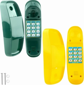 2 Pack Swingset Phone Toys Playground Swing Set Telephone Plastic Pretend Play Telephone with Numeric Key for Kids Outdoor Playground Treehouse Accessories (Yellow, Green)