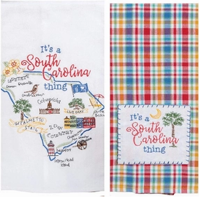 2 Piece Kay Dee Home State of South Carolina Embroidered Kitchen Towel Bundle