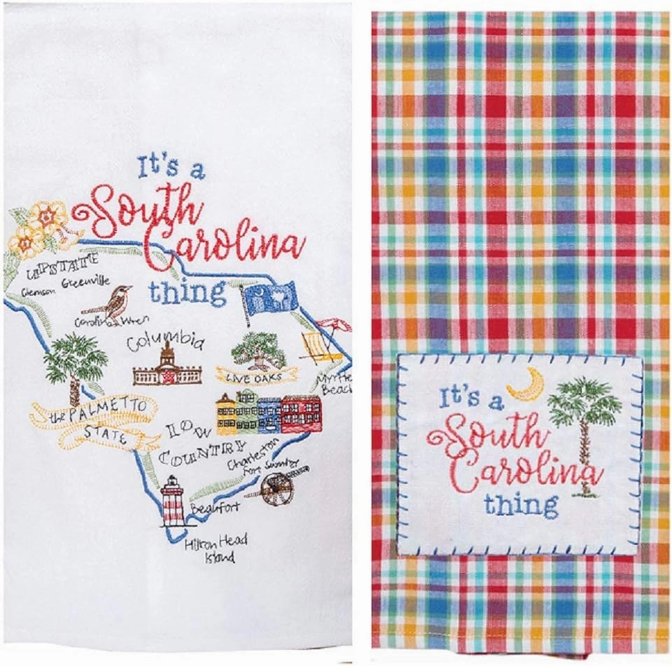2 Piece Kay Dee Home State of South Carolina Embroidered Kitchen Towel Bundle