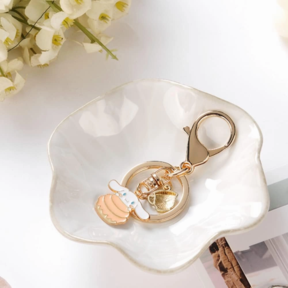 2PCS Lotus Leaf Shape Ring Holder Dish, Small Key Bowl, Ceramic Trinket Tray Jewelry Dish Organizing Necklace Earrings for Mom Friend Sister, All Jewelries Are NOT Included.White Crystal Green.