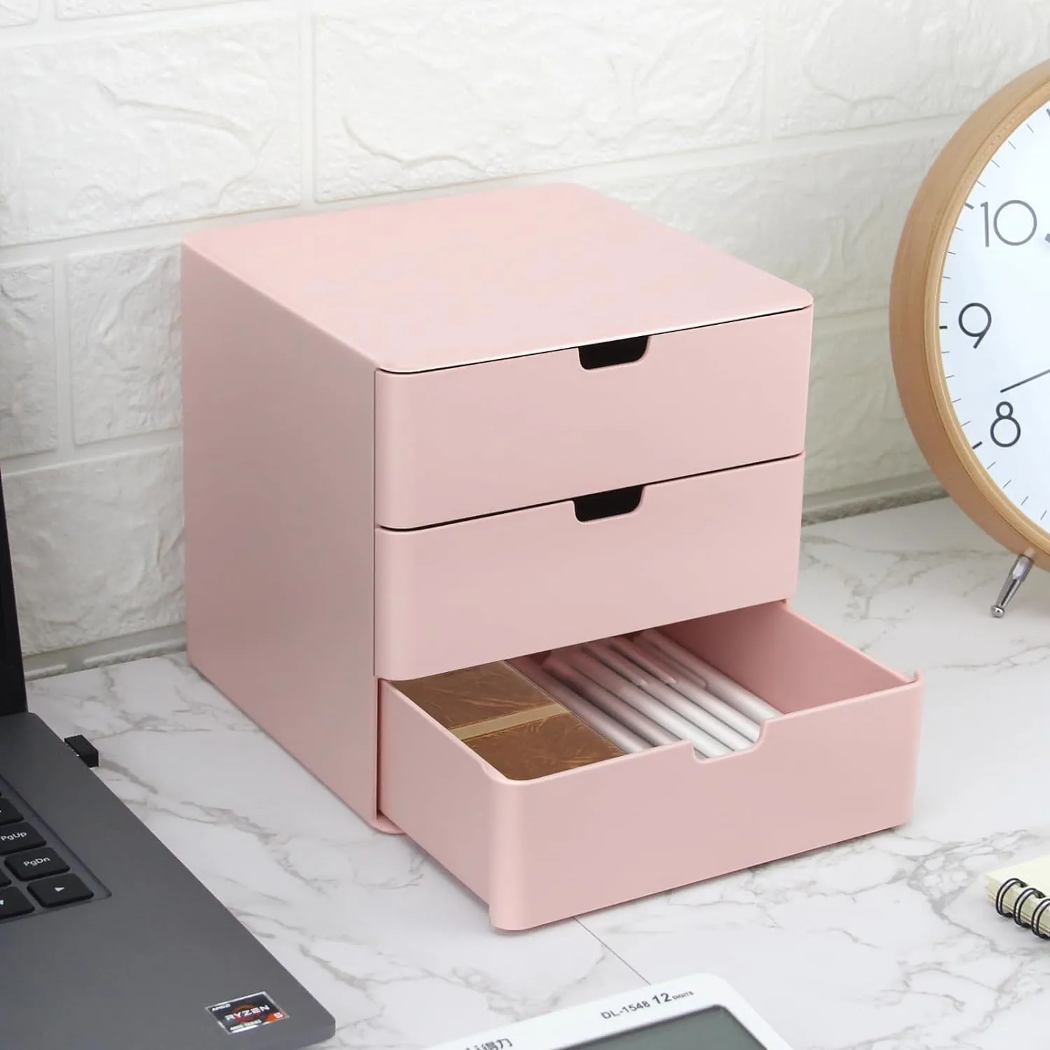 3-Drawer Vanity Organizer, Compact Storage Organization Drawers Small Size Pink