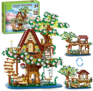 3 in 1 Cherry Blossom Treehouse Building Set, Ideas Flower Tree House Set for Adults, Collectible Creative Sakura Garden Toys Gifts for Kids 12  (995 PCS)
