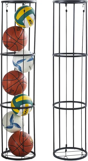 3 Layer Garage Ball Storage, Durable Wall Mounted Vertical Ball Rack, Sports Basketball Football Rack Organizer for Garage, Ball Storage Cage Ball Holder for Basketball, Football, Soccer, Volleyball