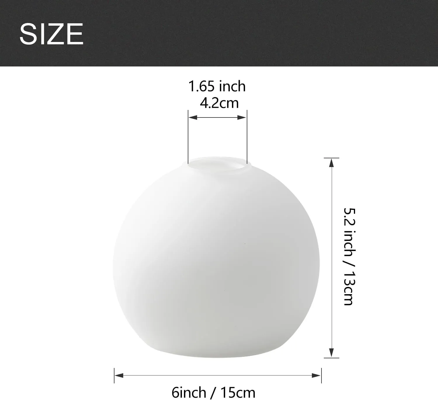 3 Pack Fixture Replacement Globe Shade, 6 Inch Diameter, E26 Base 1-5/8 Inch Fitter, Glass Globe Lampshade Cover for Pendant Wall Sconce Chandelier Vanity Light (3 Pack 6 Inch White Frosted Glass)